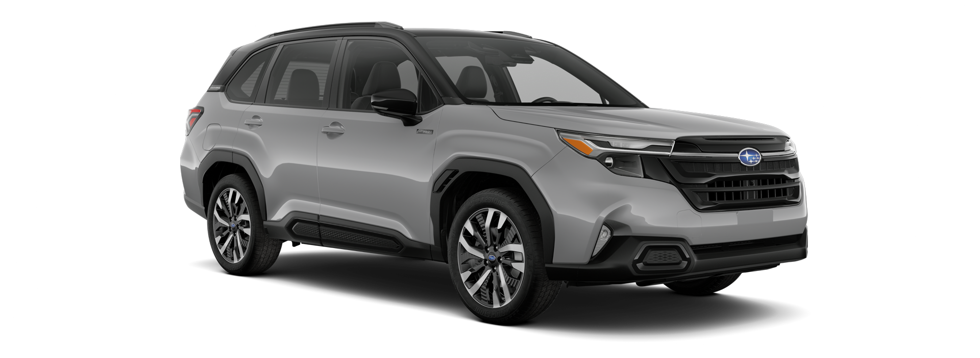 2025 Subaru Forester Touring Hybrid Shown in River Rock Pearl/Crystal Black Silica Two-Tone