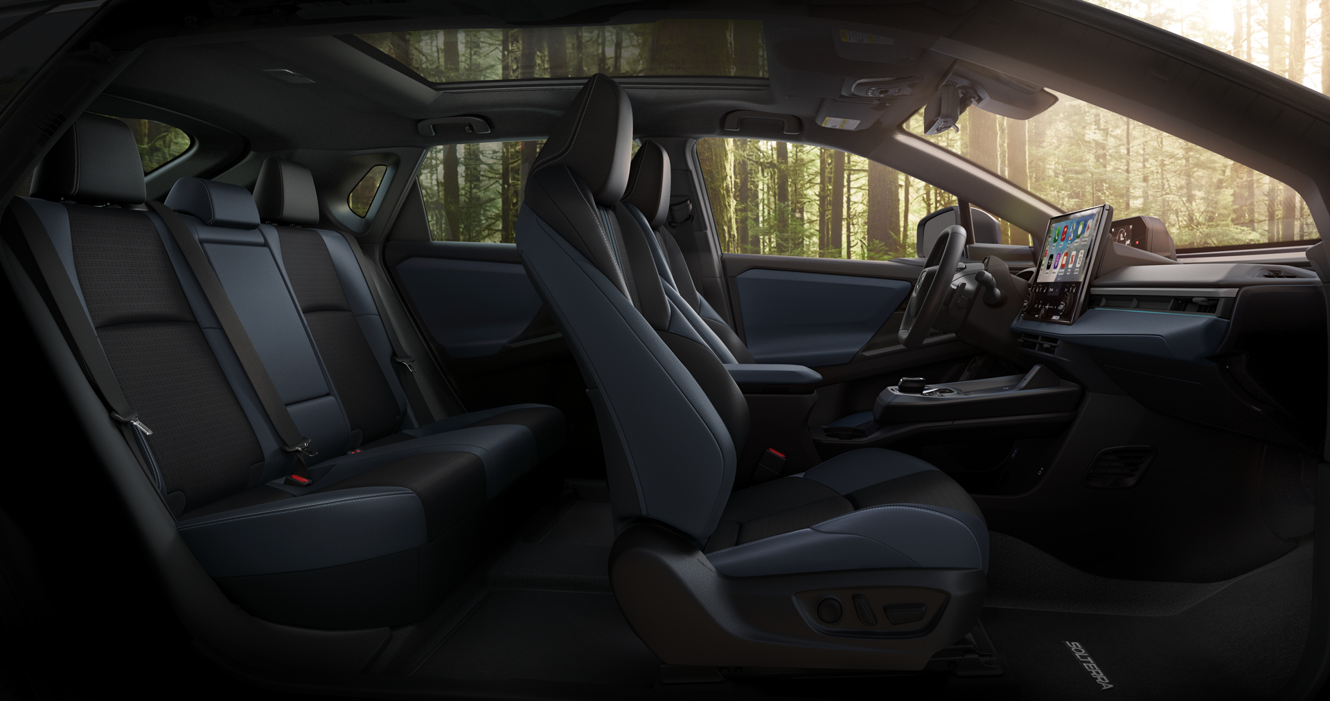 2026 Subaru Solterra Touring XT Shown in Black & Blue Leather